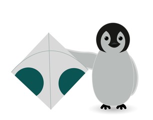 penguin playing with kite