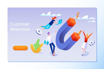 Customer retention or loyalty isometric vector concept illustration