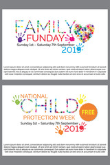 National childs protection week posters template, celebrate card design, element for web- design, advertising or scrapbooking