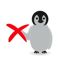 penguin holding wrong sign