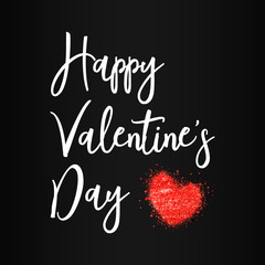 Happy Valentine' Day. Red glossy heart. Love.