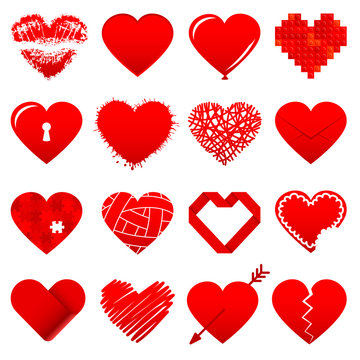 Set 16 Red Hearts Icons