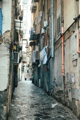 Fototapeta premium NAPLES, ITALY - January 15, 2018 : Street view of old town in Naples city, Italy