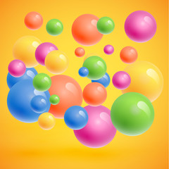 Colorful spheres floating, realistic vector illustration