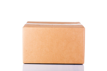 Cardboard box on white background