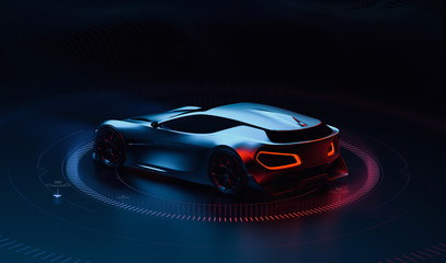 Obraz na płótnie Canvas Futuristic hi tech sports car (3D Illustration)