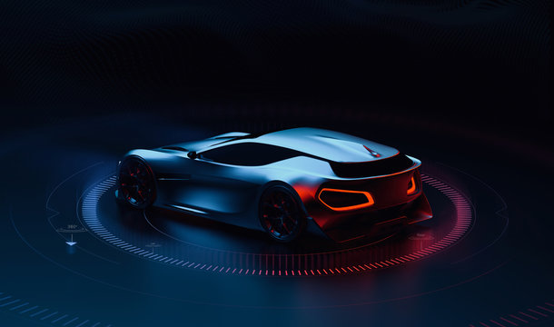 Futuristic hi tech sports car (3D Illustration)