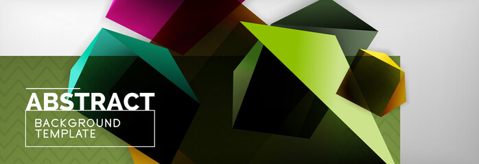 Triangular 3d geometric shapes composition, abstract background