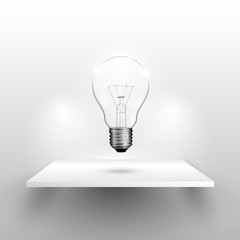Lightbulb on a shelf, realistic vector illustration