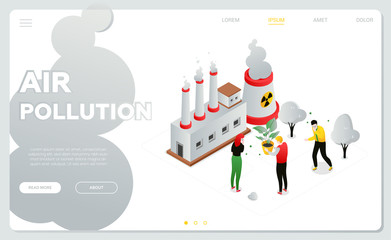Air pollution - modern colorful isometric vector web banner