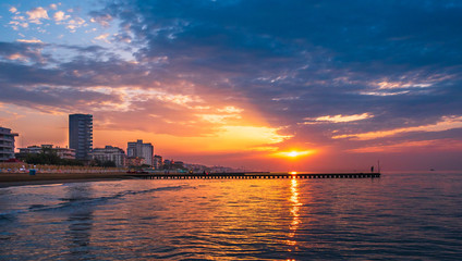 Obraz premium Sunrise on the beach of Lido di Jesolo