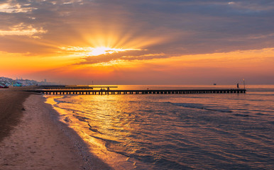 Sunrise on the beach of Lido di Jesolo