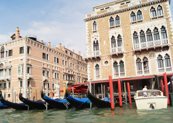 Naklejka na ściany i meble Venice canals, gondola ride