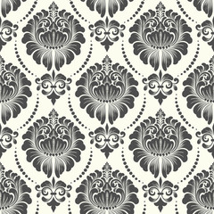 Vector damask seamless pattern background. Classical luxury old fashioned damask ornament, royal victorian seamless texture for wallpapers, textile, wrapping. Exquisite floral baroque template.