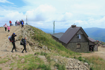 Mountain shelter named "Chatka Puchatka" (Puchatka Hut) on Polonina Wetlinska, Bieszczady Mountains, Poland