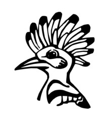 Hoopoe yellow bird with large erectile crest, and black and white wings and tail black and white clipart