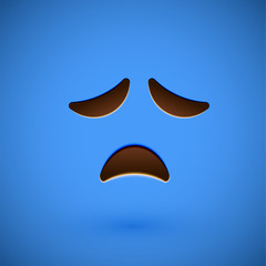 Blue realistic emoticon smiley face, vector illustration