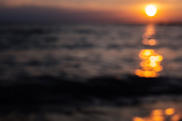 bokeh sea at sunset