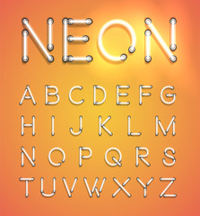 Realistic neon set, vector illustration