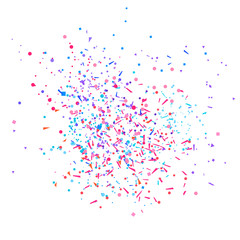 Colorful festive confetti on isolated white background. Abstract texture with many glitters. Holiday elements. Colored pattern for flyers, banners and textiles