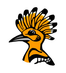 Hoopoe yellow bird with large erectile crest, and black and white wings and tail