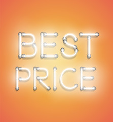 'BEST PRICE' - Realistic neon sign, vector illustration
