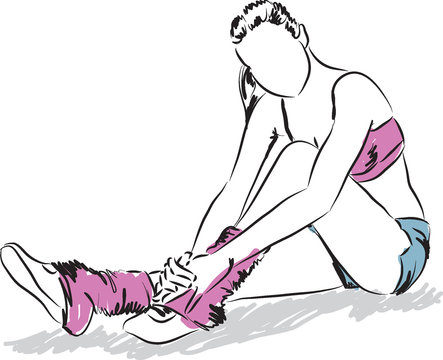 girl stretching and resting illustration