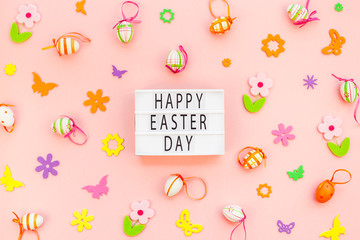 Creative Easter flat lay holiday text ligthbox