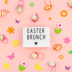 Creative Easter flat lay holiday text ligthbox