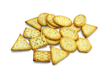 Mini crackers isolated on white background