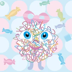 Fotobehang Seamless pattern with cute creature covered with colorful fur © vellas