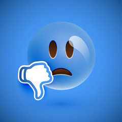 Emoticon with thumbs up, vector illustration