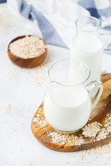 Fototapeta na wymiar Homemade organic vegan non diary oat milk