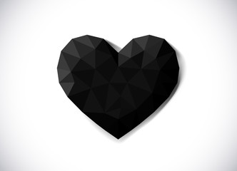 Red heart in low poly style. Love concept. Origami heart.