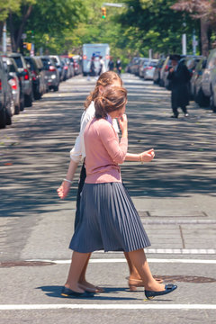 Orthodox Jewish Women Wearing Special Clothes On Shabbat, In Williamsburg, Brooklyn, New York