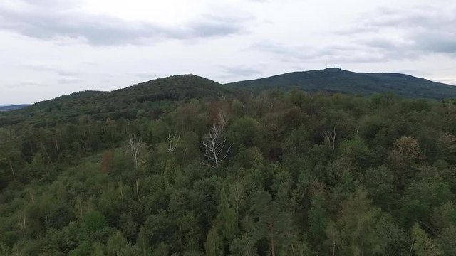 Footage of drone hovering above Sobotka village in Poland. Video was filmed during autumn 2018