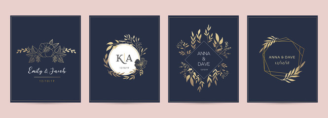 Wedding logos, hand drawn elegant, delicate monogram collection