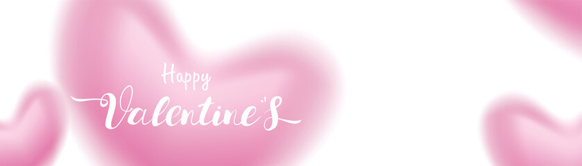 Valentine day 3D pink Romantic Hearts shape blurry flying and Floating on pastel background. symbols of love for Happy Women's, Mother's, Valentine's Day, birthday greeting card design banner