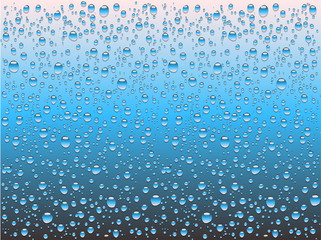 Realistic water drops on a plain glass, vector illustration