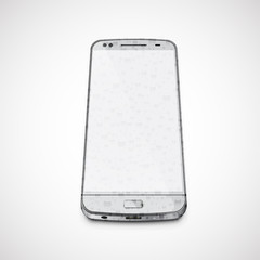 Realistic, high-detailed wet cellphone, vector illustration