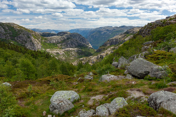Fototapeta na wymiar Hike to Preikestolen Pulpit Rock, Norway