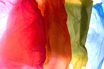 plastic bags of used and transparent colors