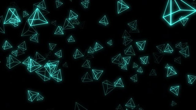 abstract neon triangles modern motion background loop blue