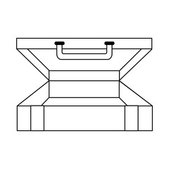 travel suitcase open frontview black and white