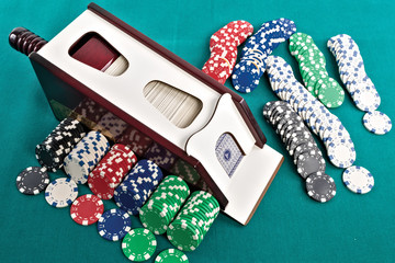 sabot gettoni e carte per gioco chemin de fer