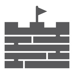 Adventures glyph icon, game and flag, brick wall sign, vector graphics, a solid pattern on a white background.