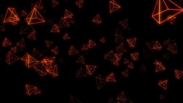 abstract neon triangles modern motion background loop orange