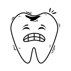 comic tooth sad kawaii character