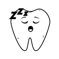comic tooth asleep kawaii character