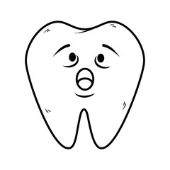 comic tooth sad kawaii character